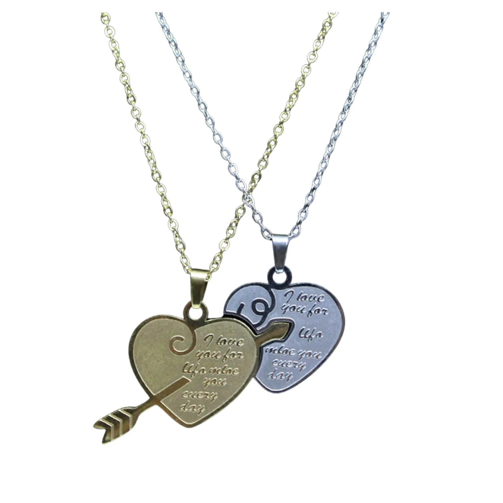 Cadena Pareja Novios Set x2 Dije Cupido En Acero Inoxidable + Estuche 