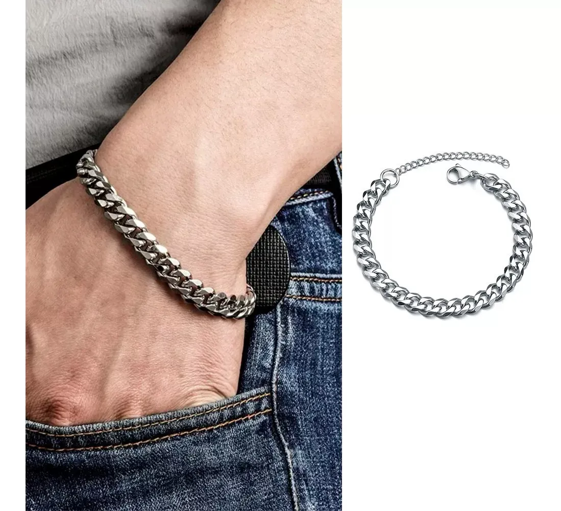 Pulsera Manilla Cubana Para Hombre Elegante 23Cm Acero inoxidable  