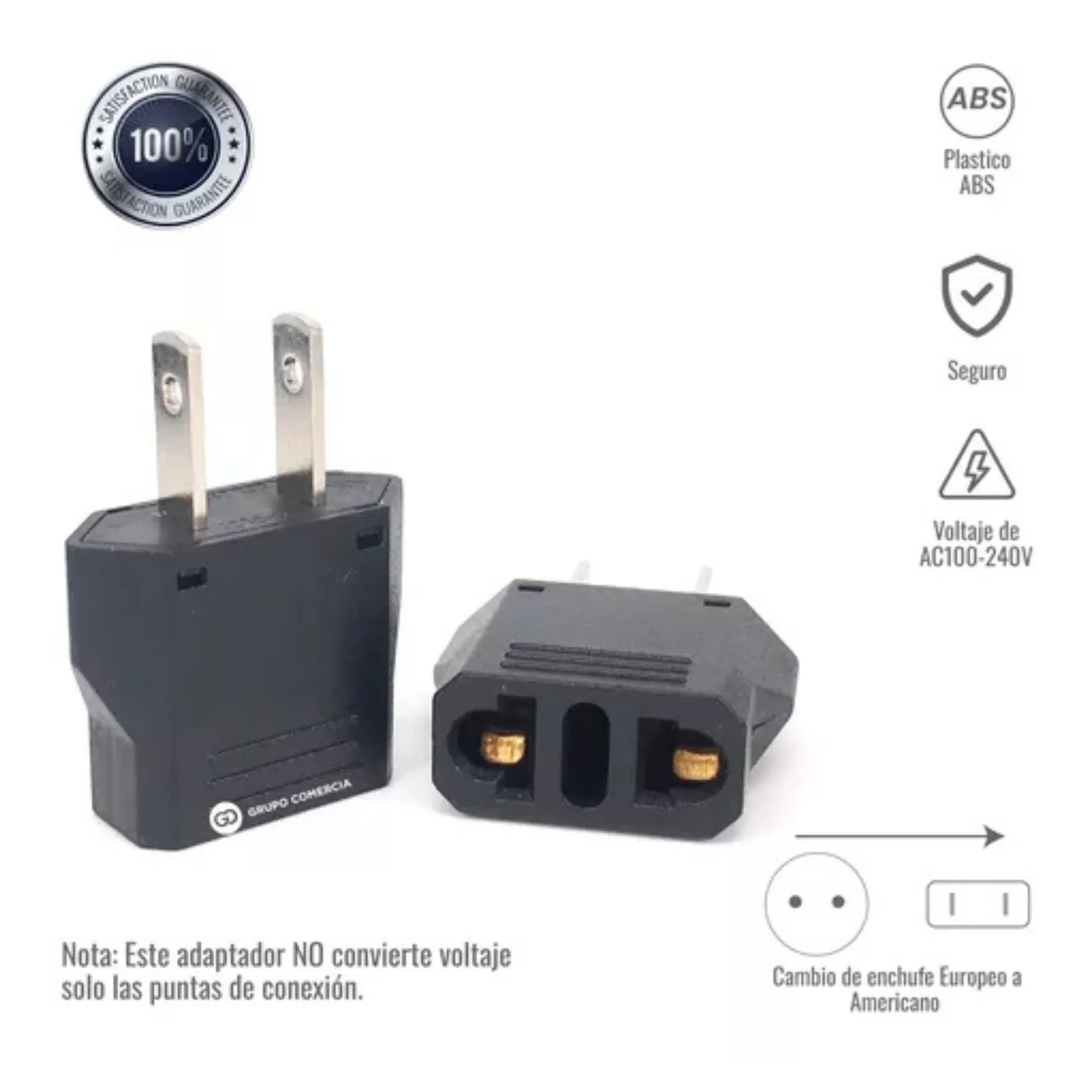 Convertidor Europeo Pata Redonda A Plana 110 Adaptador