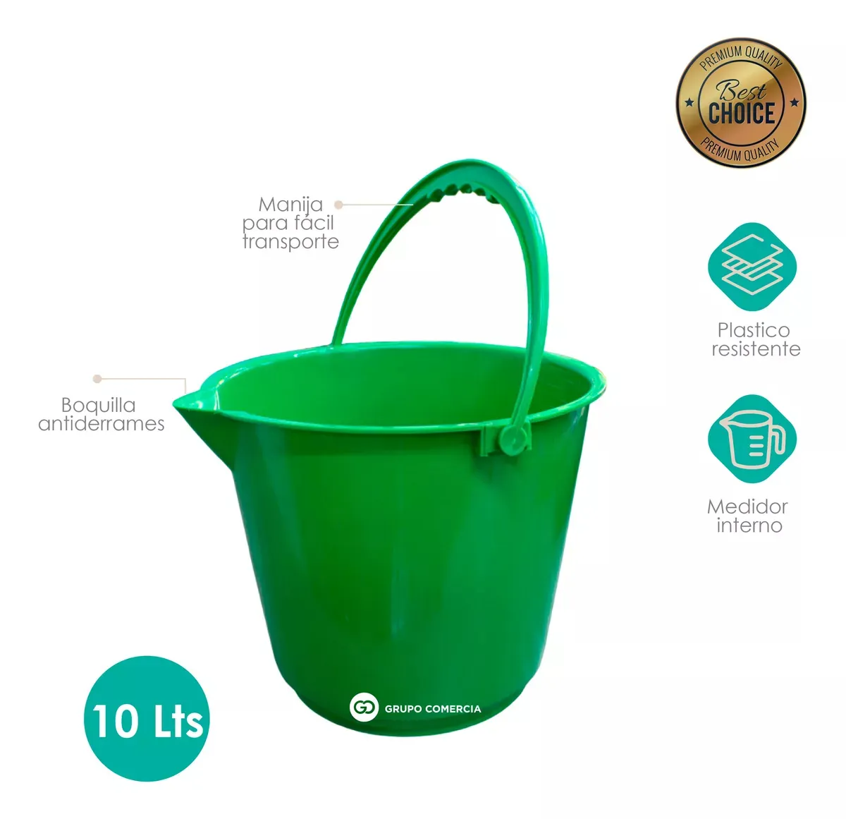 Balde 10 Litros Resistente Manija Plast Kit X3 Unidades