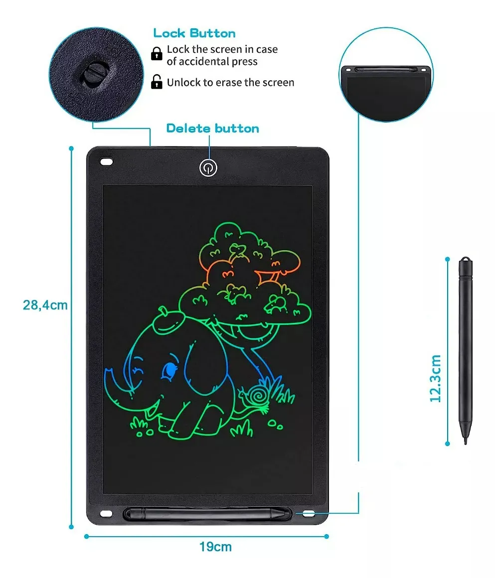 Tablero Mágico Tablero De Notas Lcd Dibujo Y Escritura 12 Co