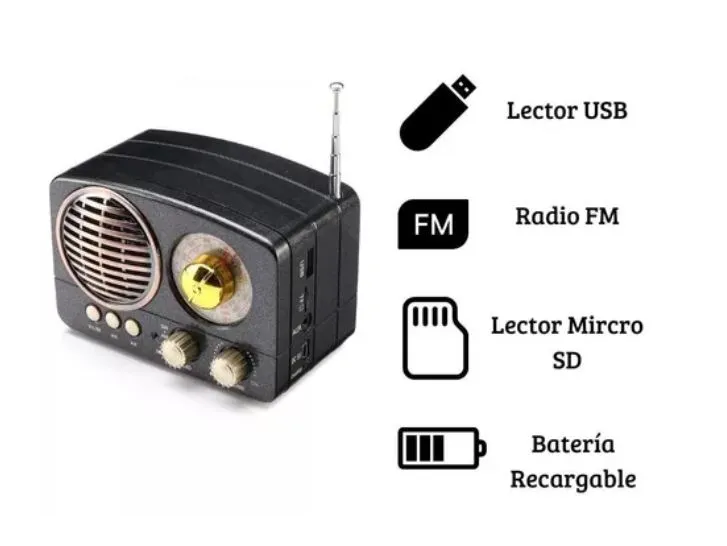 Radio Vintage Retro Am / Fm Bluetooth Sonido Extra Bass