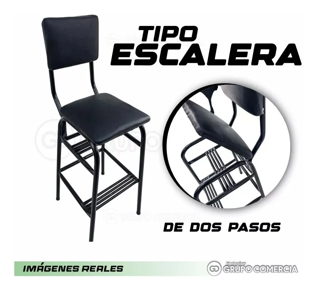 Silla Butaco Escalera Dos Pasos Doble Uso Cómoda Espaldar