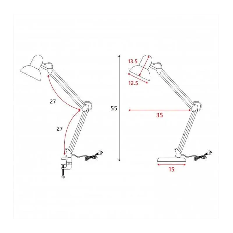 Lampara De Mesa Escritorio Brazo Flexible Prensa Base Grande