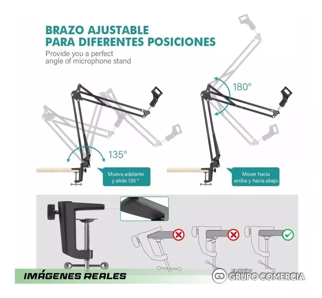 Base Escritorio Articulado Profesional Micrófono Ajustable