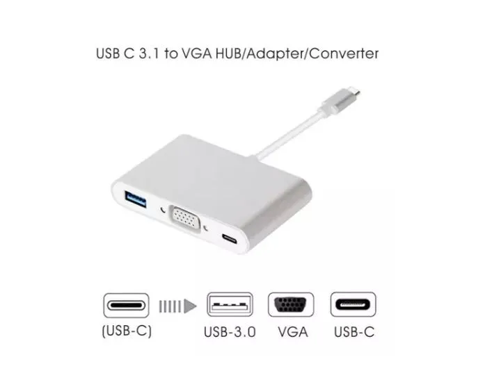 Adaptador Convertidor Tipo C A Vga / Usb / Usb C