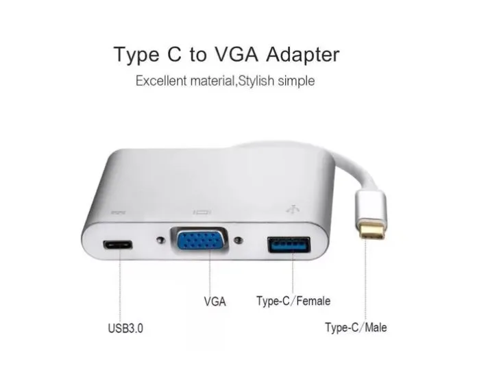 Adaptador Convertidor Tipo C A Vga / Usb / Usb C