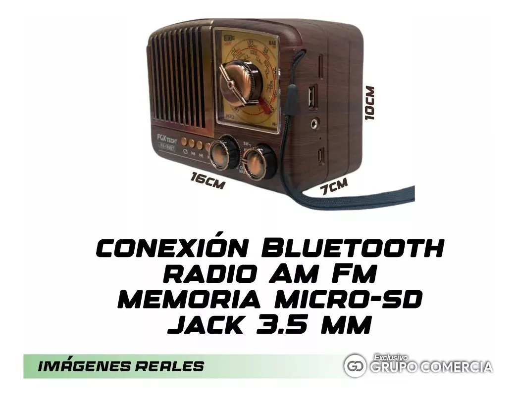 Radio Vintage 3 Bandas Bluetooth Mp3 Usb Recargable Clásico