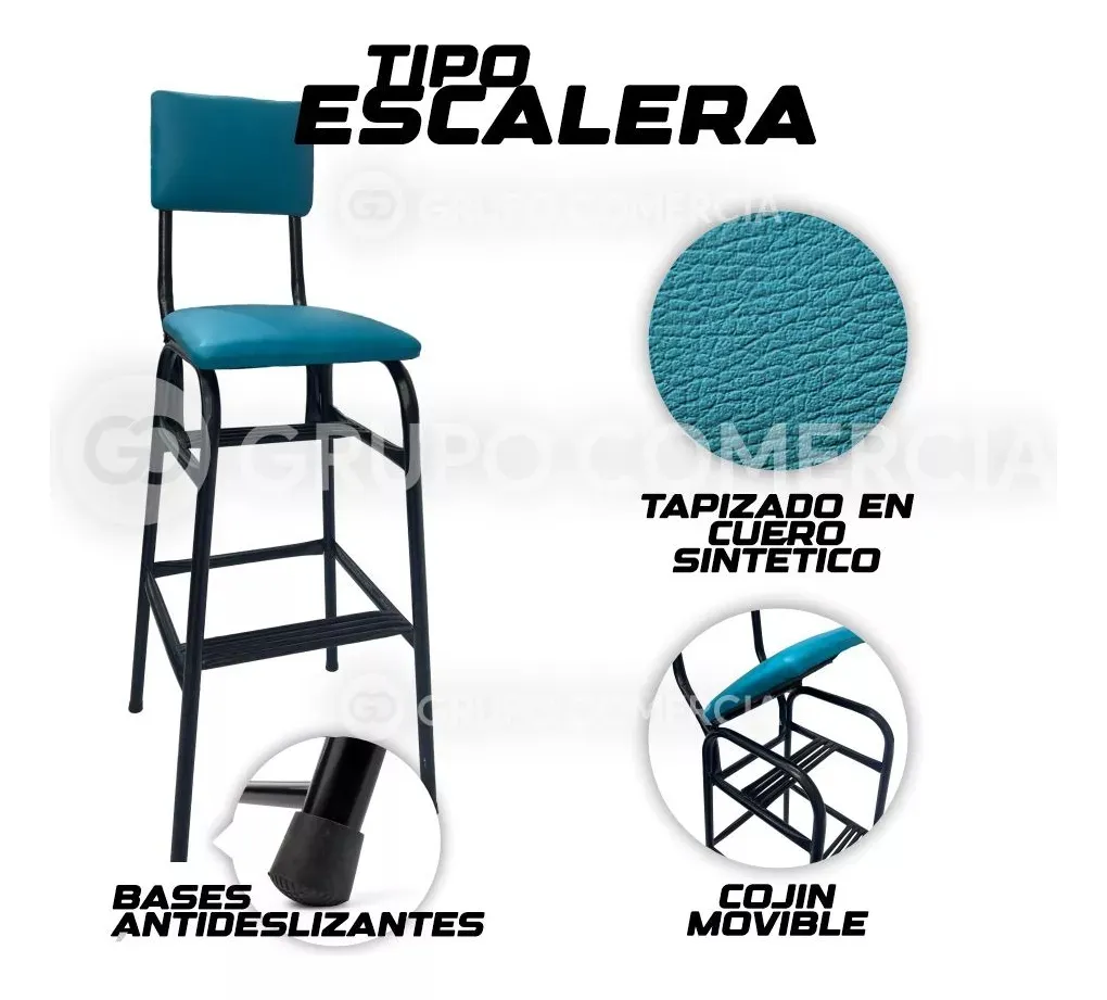 Silla Butaco Escalera Dos Pasos Doble Uso Cómoda Color Azul