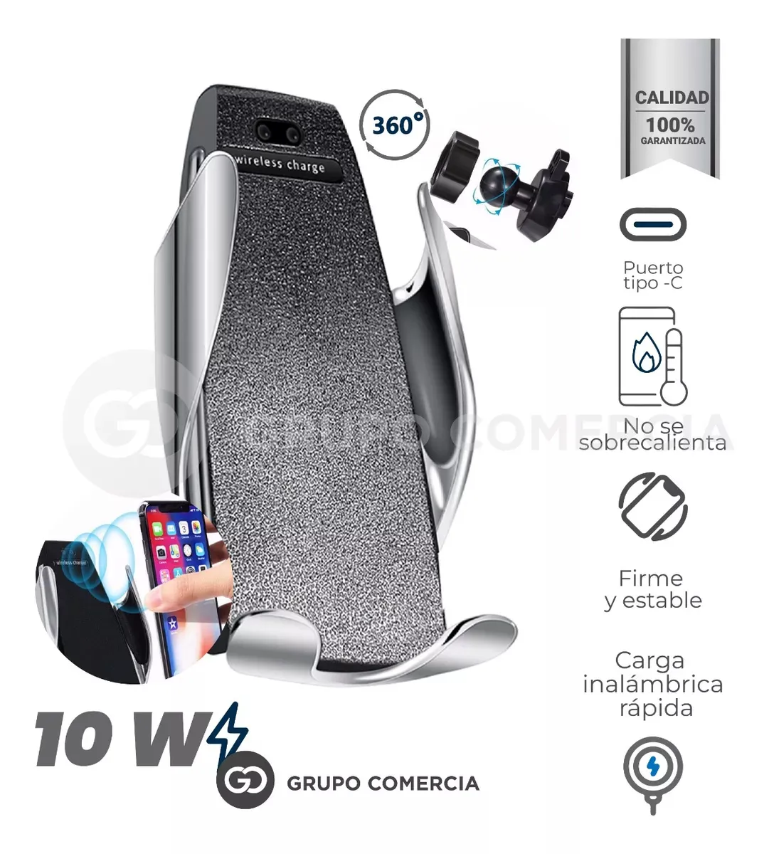 Cargador Inalámbrico Soporte Carro Smartphone Wireless