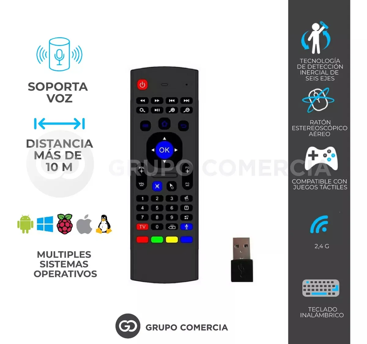 Control Teclado Air Mouse Para Smart Tv Control Remoto
