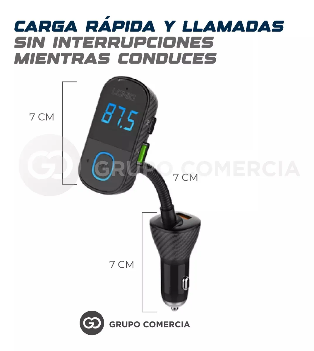 Transmisor Bluetooth Para Carro Digital Carga Rápida Fm Pd