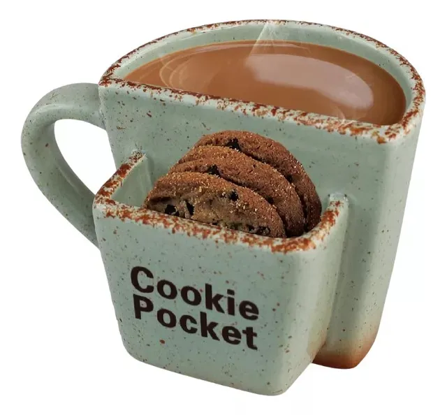 Vaso Mug En Ceramica Compartimiento Para Galletas Cookie Mug