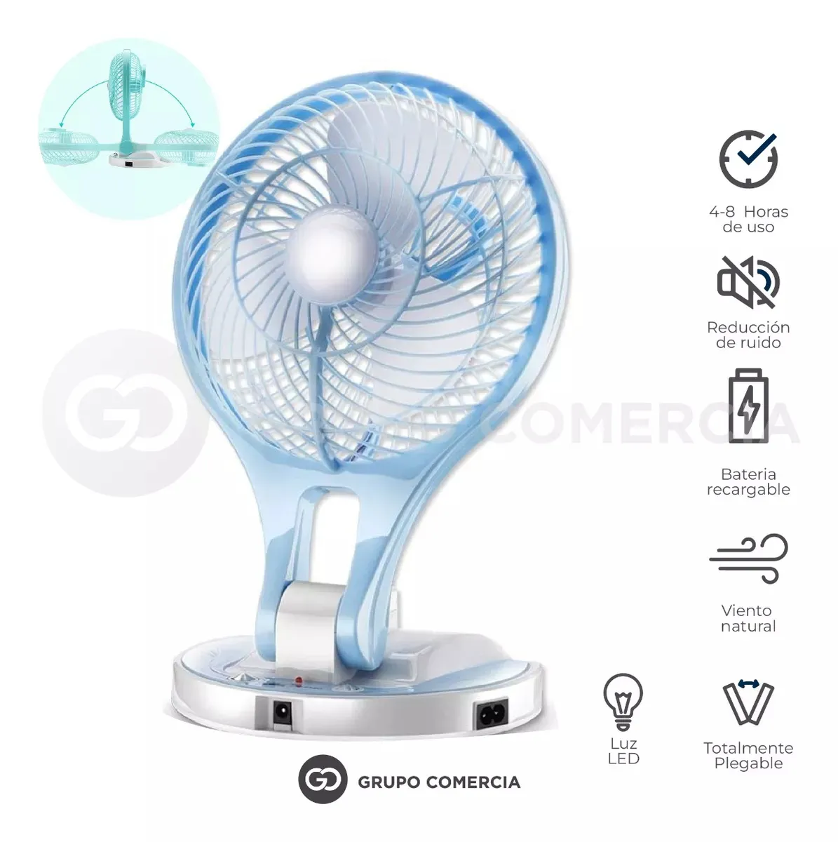 Mini Ventilador Portátil Recargable 2 Velocidades Inclinable