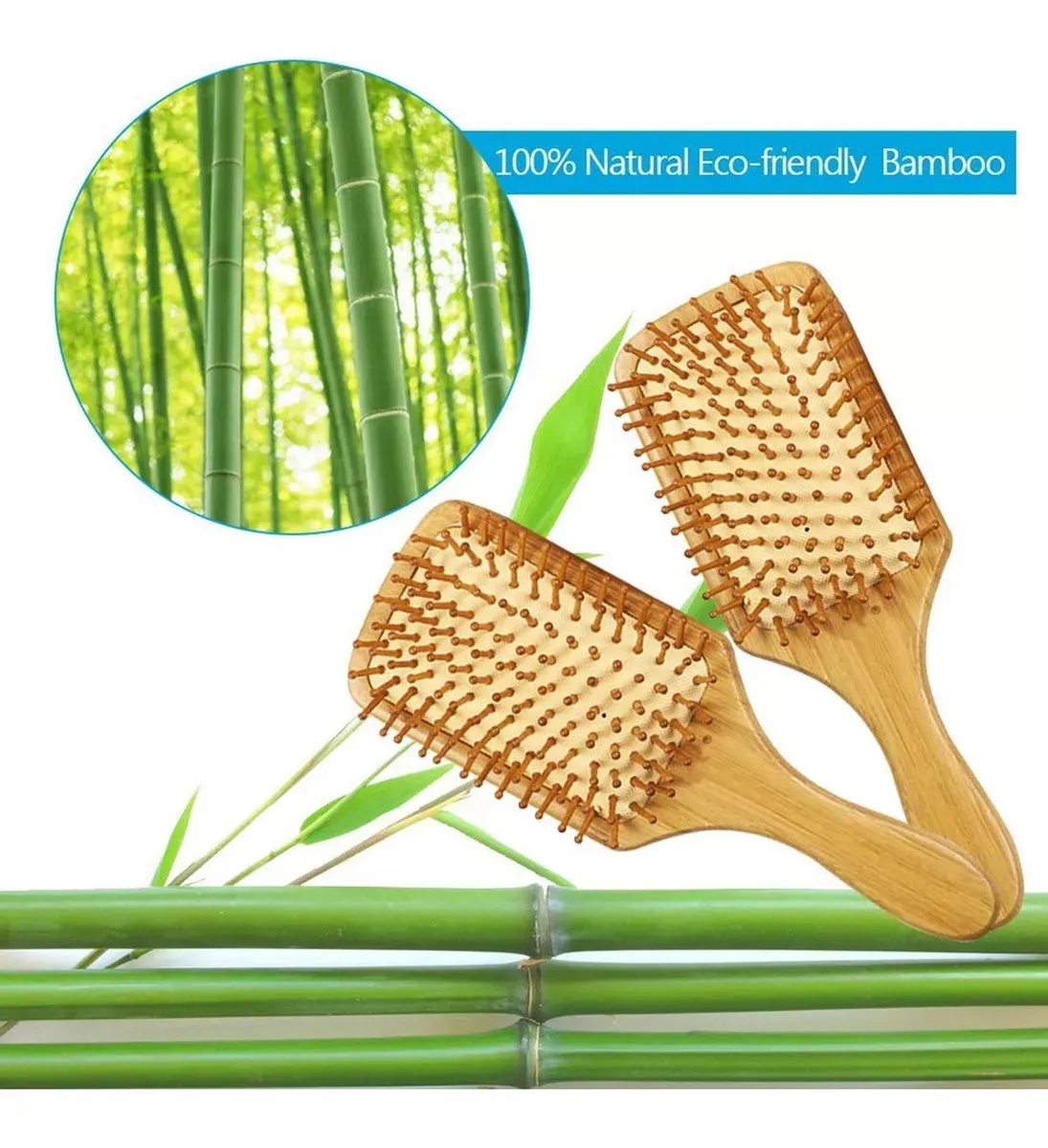 Cepillo Pelo Cabello Bambu Ecologico Masajeador