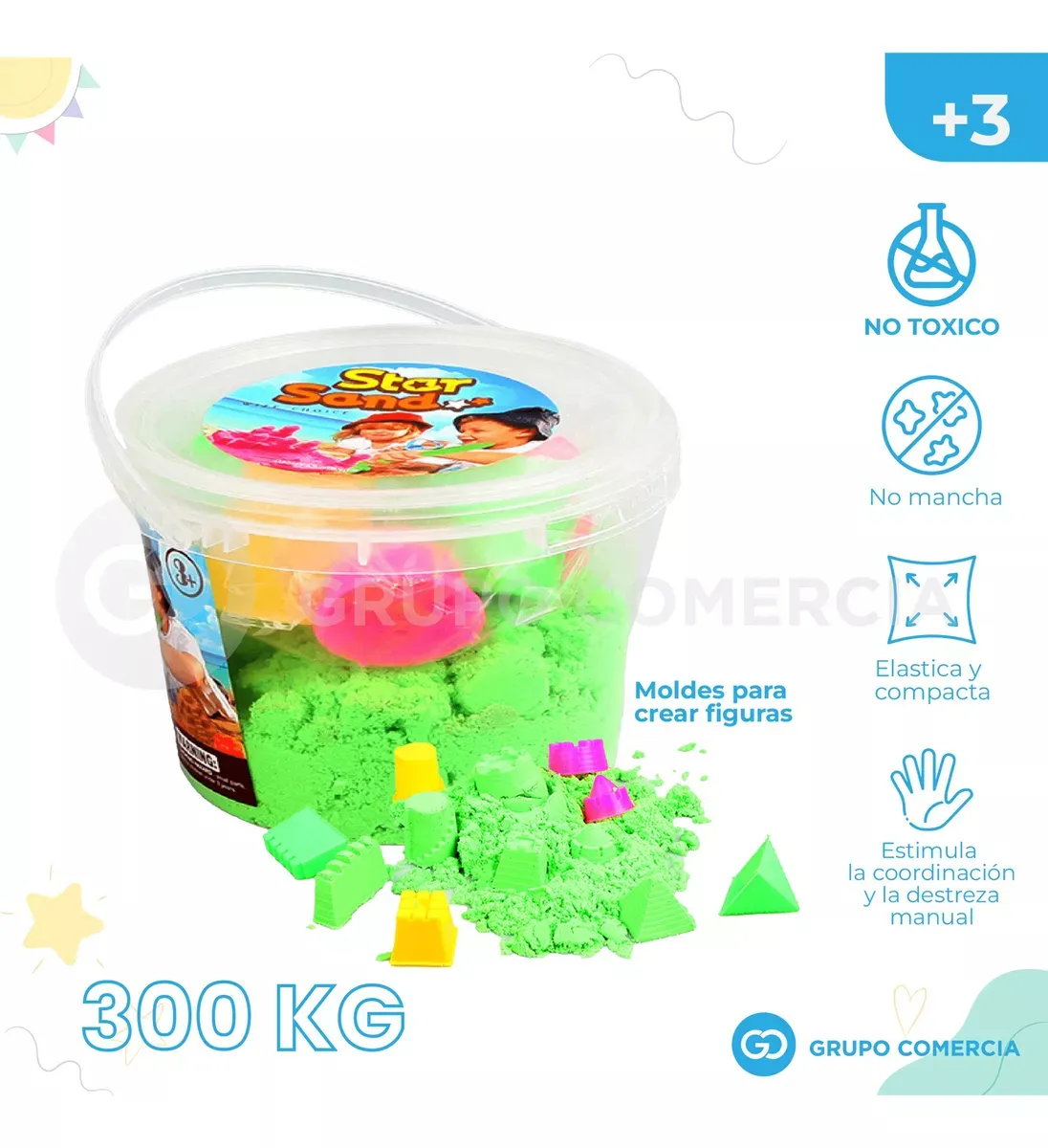 Arena Moldeable Kinetica Con Figuras Para Niños 300 Gramos