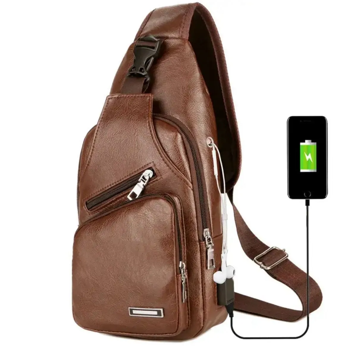 Bolso De Pecho Usb De Moda Portátil Diagonal Deportivo