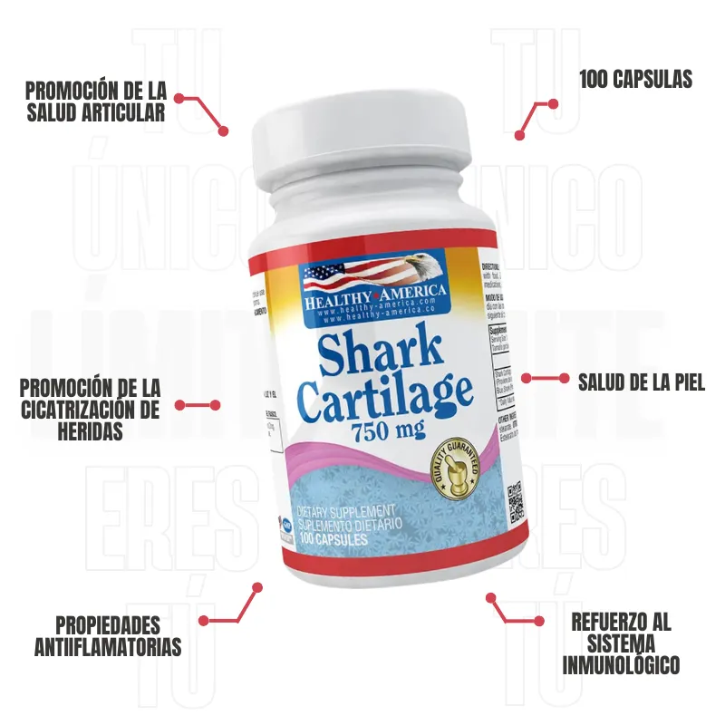 Shark Cartilage 750 Mg 100 Capsulas Healthy America
