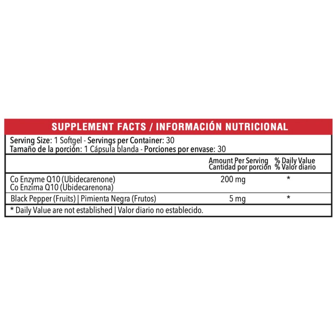 CoQ-10 200 Mg Plus Bioperine 30 Capsulas Healthy America