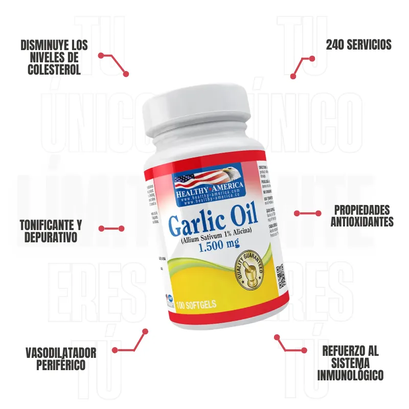  Garlic Oil 1500 Mg 100 Capsulas Healthy America