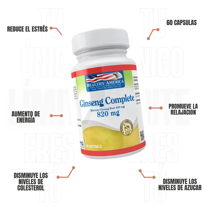 Ginseng Complete 820 Mg 60 Capsulas Healthy America