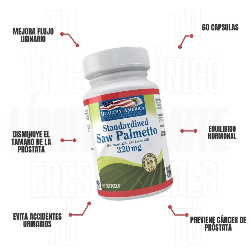 Saw Palmetto 320 Mg 60 Capsulas Healthy America