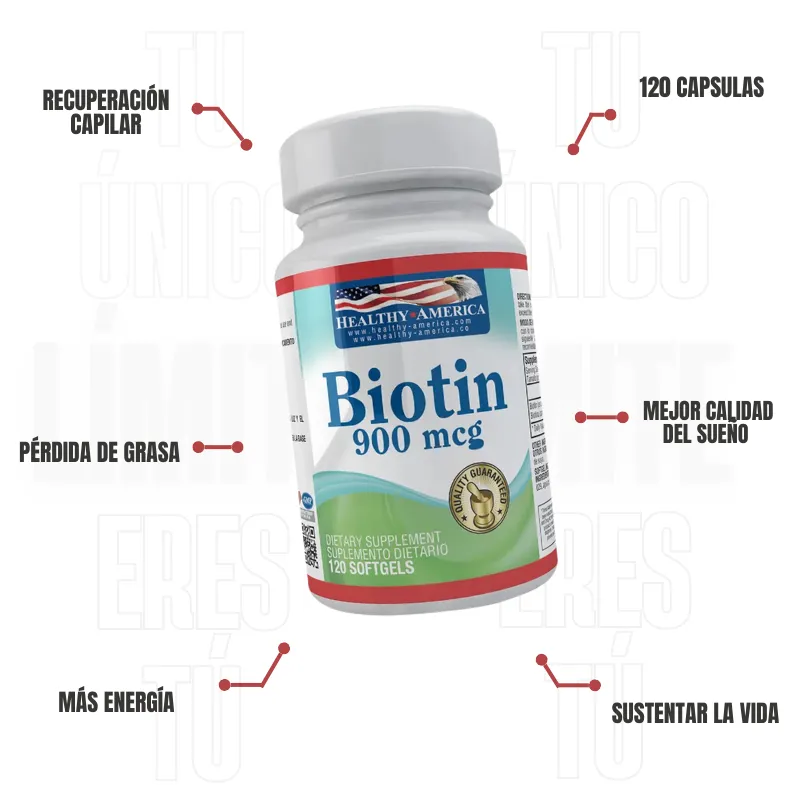 Biotin 900 Mcg 120 Capsulas Healthy America