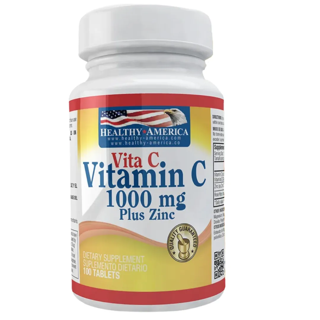 Vitamina C 1000 Mg Plus Zinc 100 Capsulas Healthy America