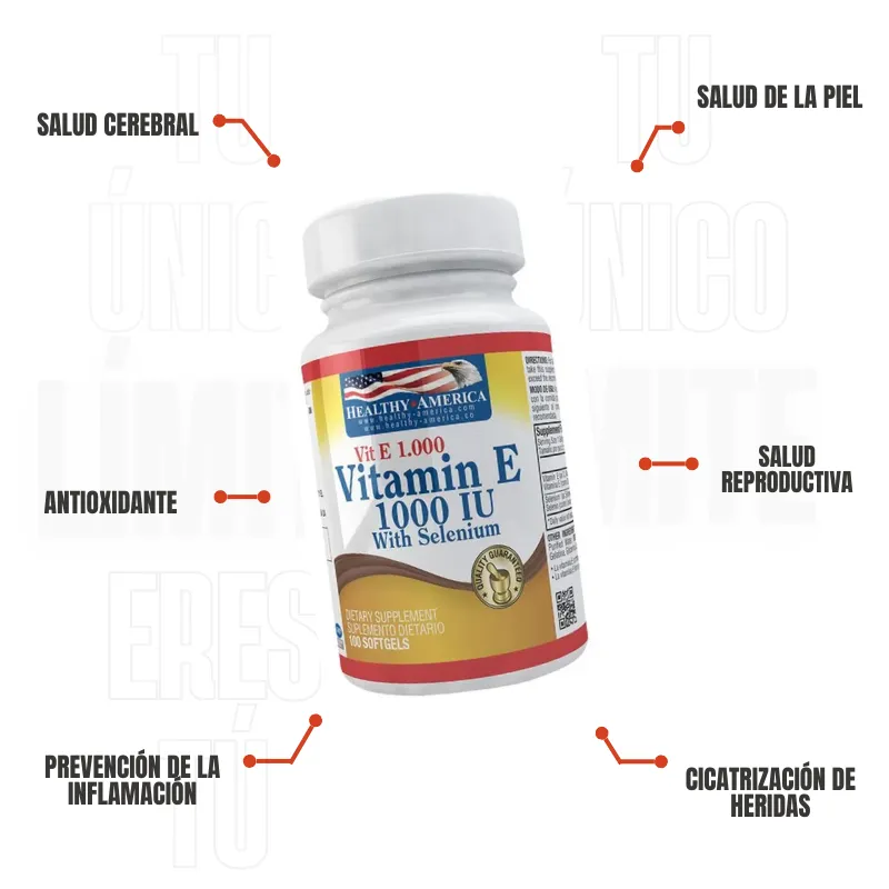 Vitamin E 1000 IU 100 Capsulas Healthy America