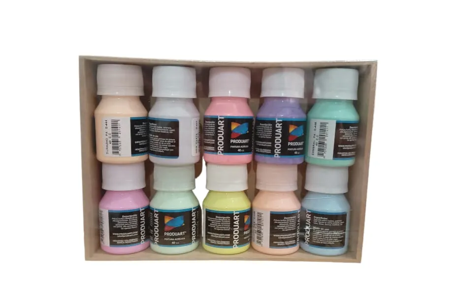 Pintura Acrilica Produart (Kit x10 Unidades 40cc) Tonos Pastel