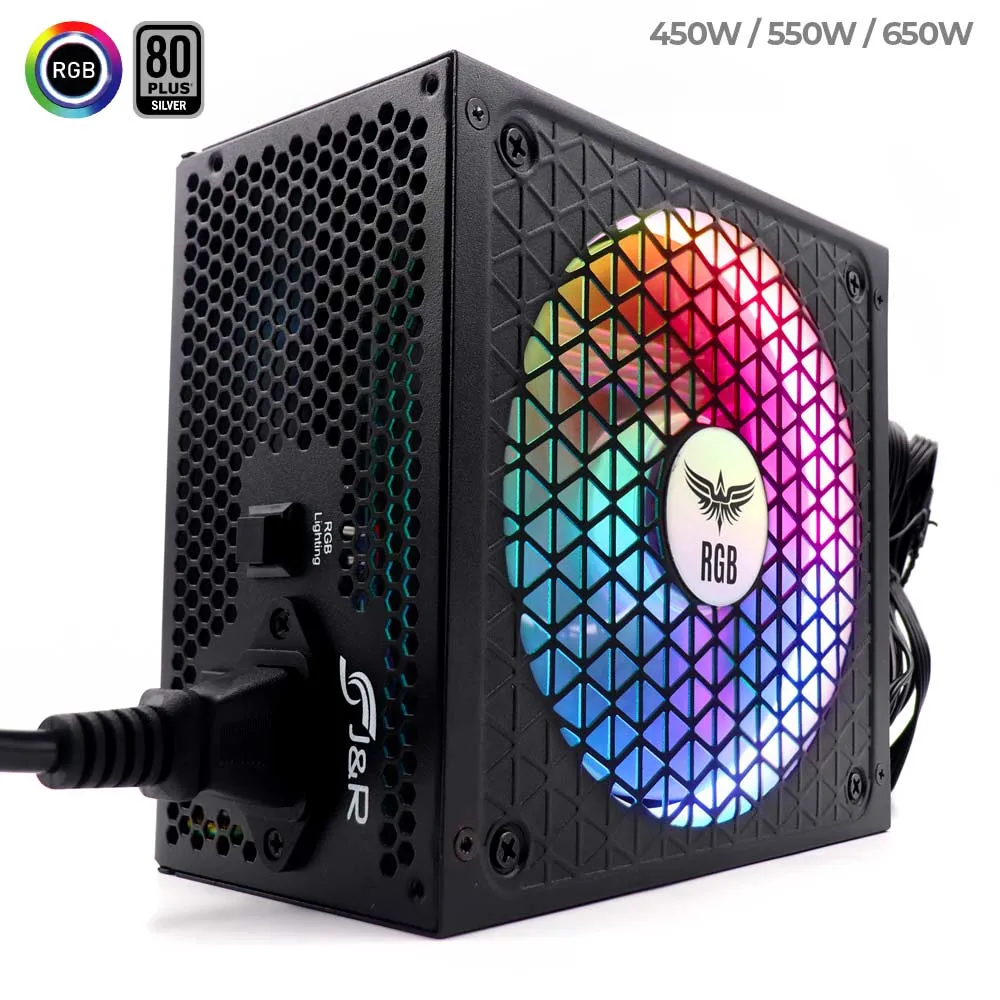 Fuente De Poder 450W Real (RGB)-(Certificacion 80 Plus Silver)