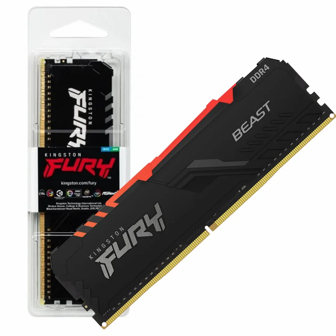 Memoria RAM Kingston 8GB 3600MHz DDR4 FURY Beast RGB Black (Ryzen–Inte)