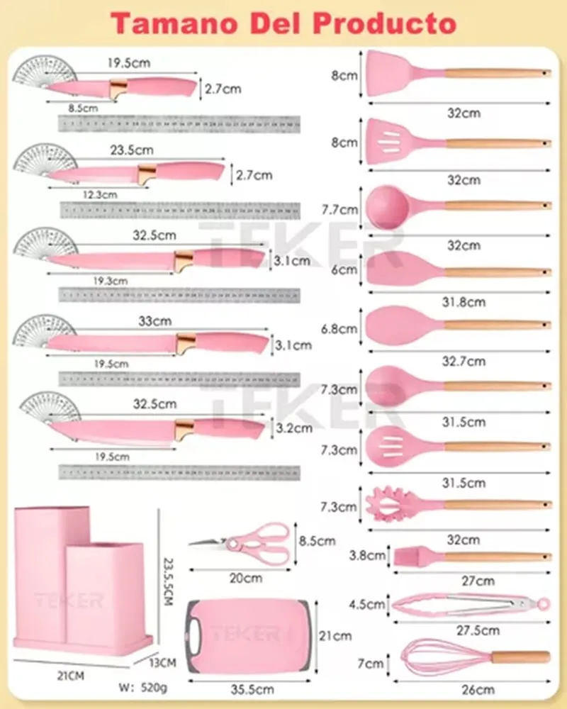 Juego De Cuchillos Y Cubiertos De Acero Inoxidable En Soporte Picador, 19 Piezas.