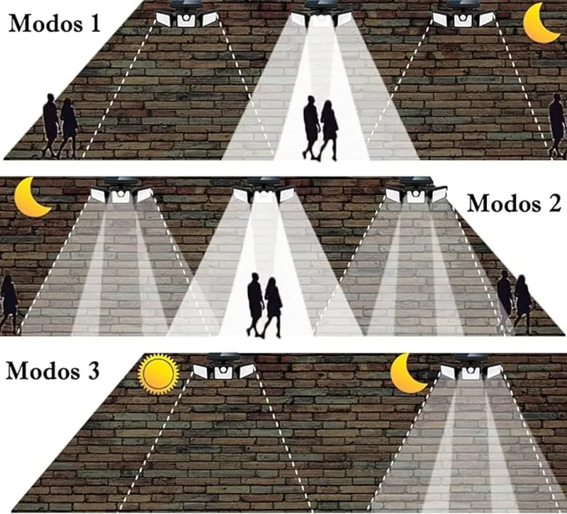  Lampara Solar 3 Modos Led Exterior Con Sensor 