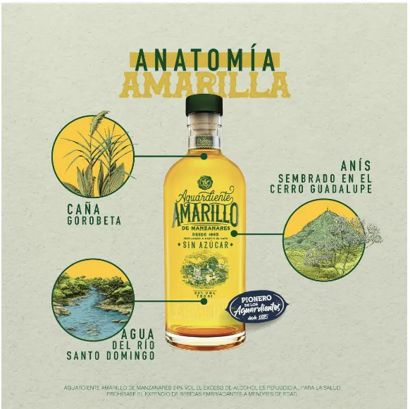 Aguardiente Original Amarillo Manzanares Sin Azucar 750 Ml