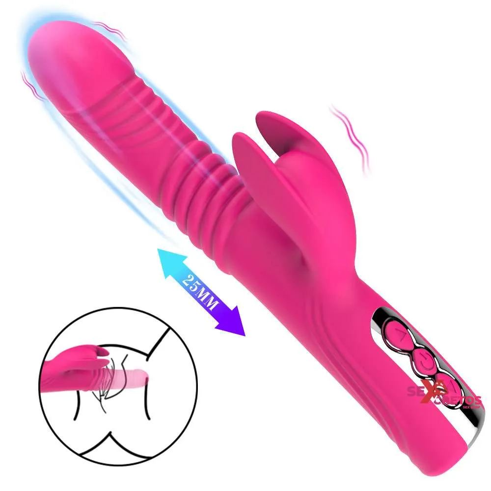 Vibrador O Juguete Sexual De Empuje Con Estimulacion Clitorial
