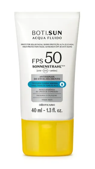 Boti Sun Protector Facial, Antiseñales Acqua Fluido, Fps50 40m Oboticario Ref: 60175