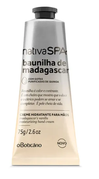 Crema Hidratante Para Manos, Vainilla De Madagascar 75G Nativa SPA Ref: 62382