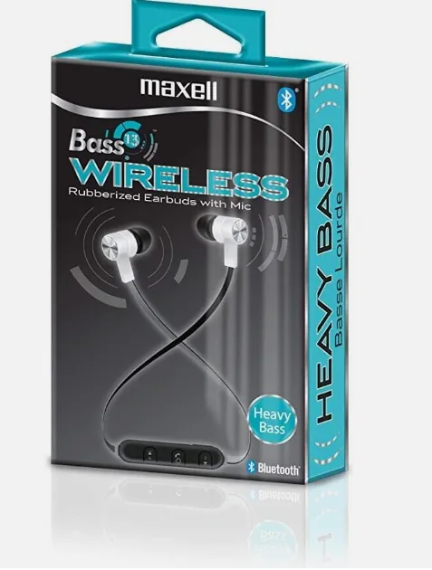 Auriculares De Goma Inalámbricos, Maxell Bass 13 Bluetooth Con Micrófono (Bajos Pesados) Ref: Bass13