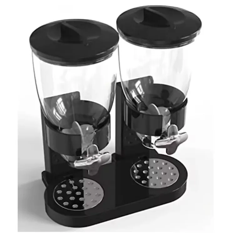 Dispensador De Cereal Doble Pequeño,2 Lt Negro 