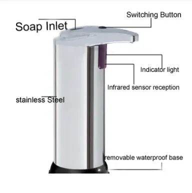 Dispensador Plateado De Jabón, Con Sensor Infrarrojo Moderno, Ref: FG-22