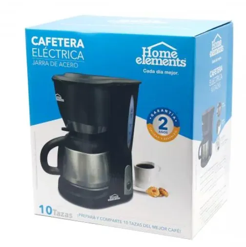 Cafetera 10 tazas, Con Jarra En Acero Inoxidable, Home Elements Ref: HECM-7031S