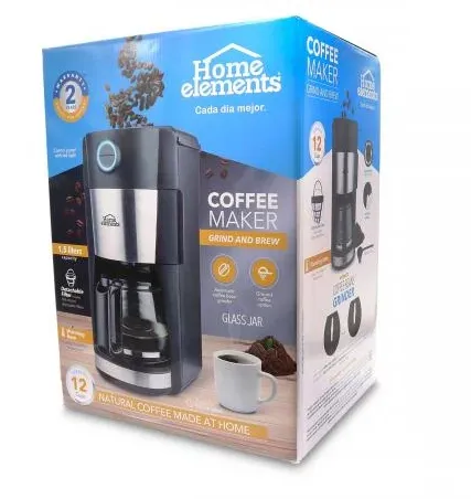 Cafetera Home Elements, Con Moledor De Café 12 Tazas E.P. Ref: HECM1419N