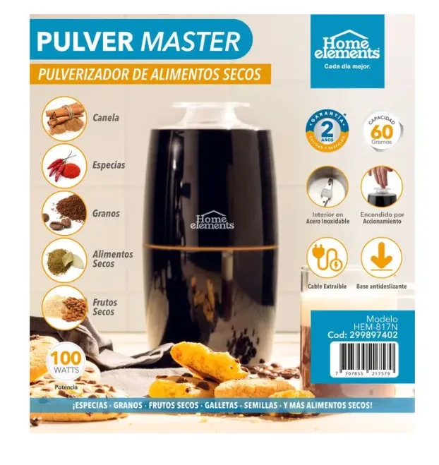 Pulver Master, Pulverizador de Alimentos Secos, Home Elements Ref: HEM-817N