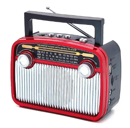 Radio Vintage Recargable, USB , AM, FM, SD, Con Linterna (Monzu) Ref: HN-281