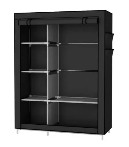 Closet Armario Doble Desarmable Con Forro 3 Espacios Negro (Impor H) Ref: Imp-2cuerpos