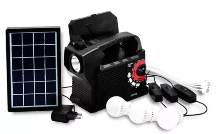 Radio Lampara Solar Kit Multifuncional Recargable Panel (Monzu) Ref: IU-R129BTS