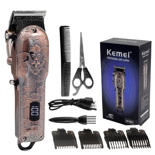 Cortador Cabello Lcd Inalámbrico  Recargable Clipper Kemei KM-2623 