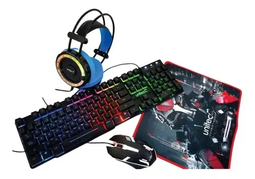 Combo Gamer 4 En 1 Led Unitec Km18