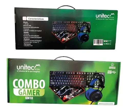 Combo Gamer 4 En 1 Led Unitec Km18